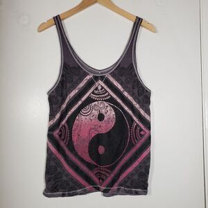 Mudd Vintage Yin Yang Boho Print Casual Tank Top Size L